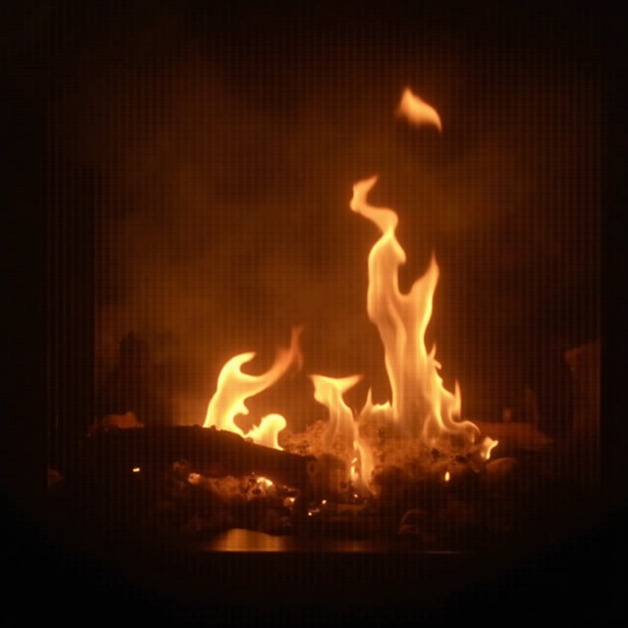 open hearth flames close up